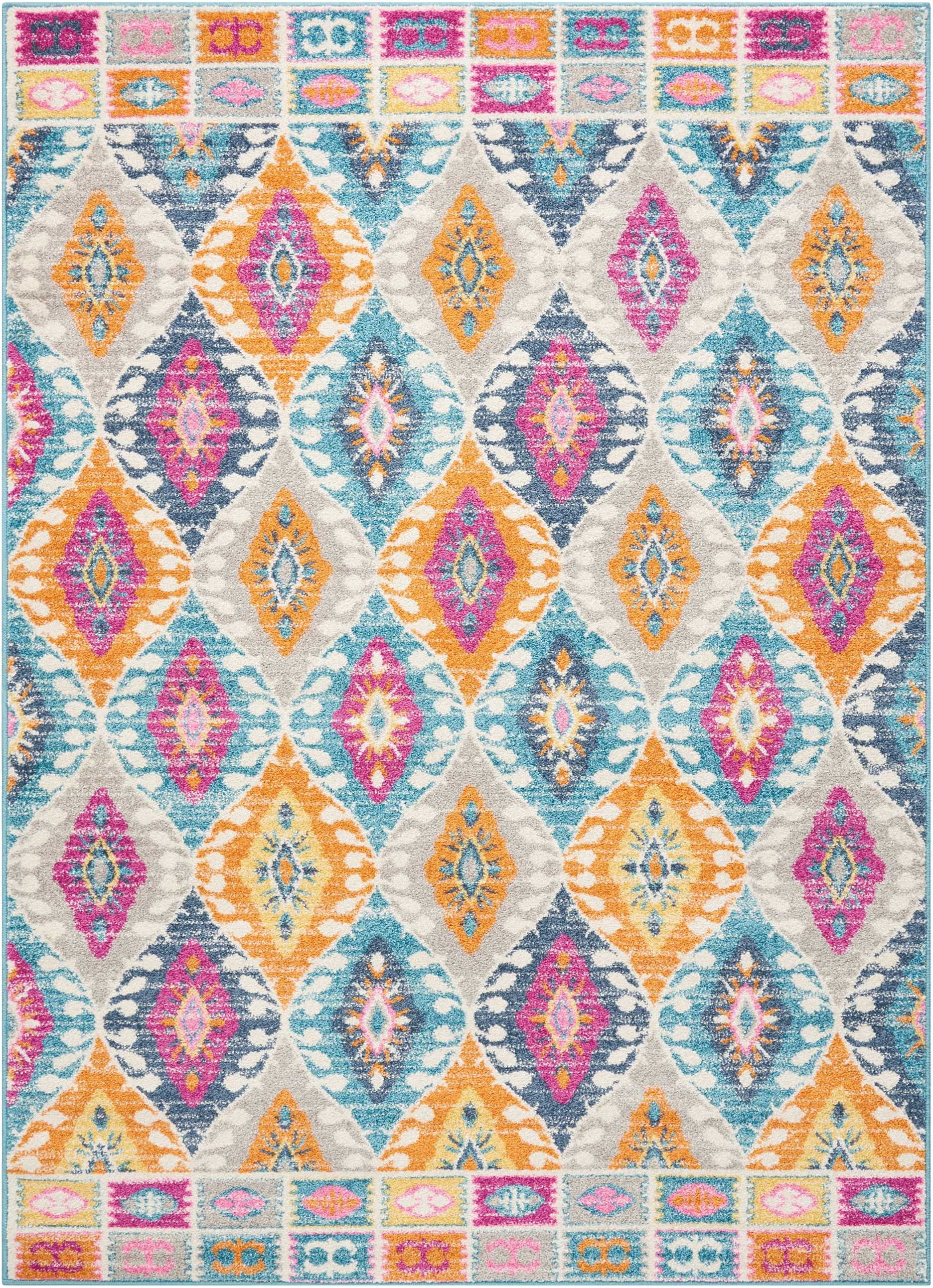 5’ X 7’ Multicolor Ogee Pattern Area Rug