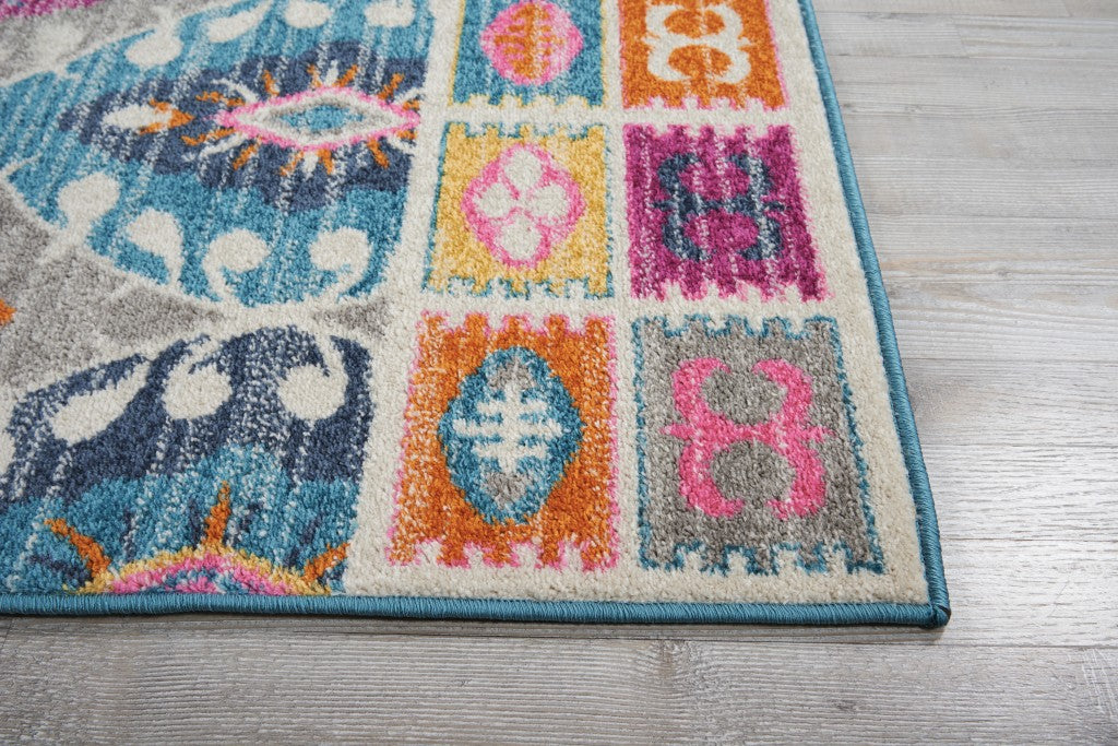 5’ X 7’ Multicolor Ogee Pattern Area Rug