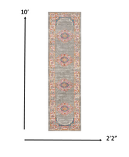 2’ X 10’ Gray And Gold Medallion Runner Rug