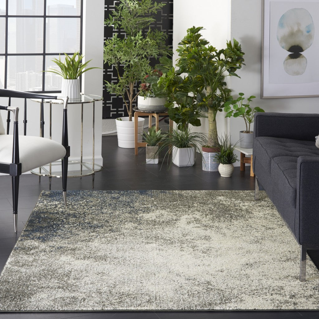 Charcoal And Ivory Abstract Area Rug - 4’ x 6’