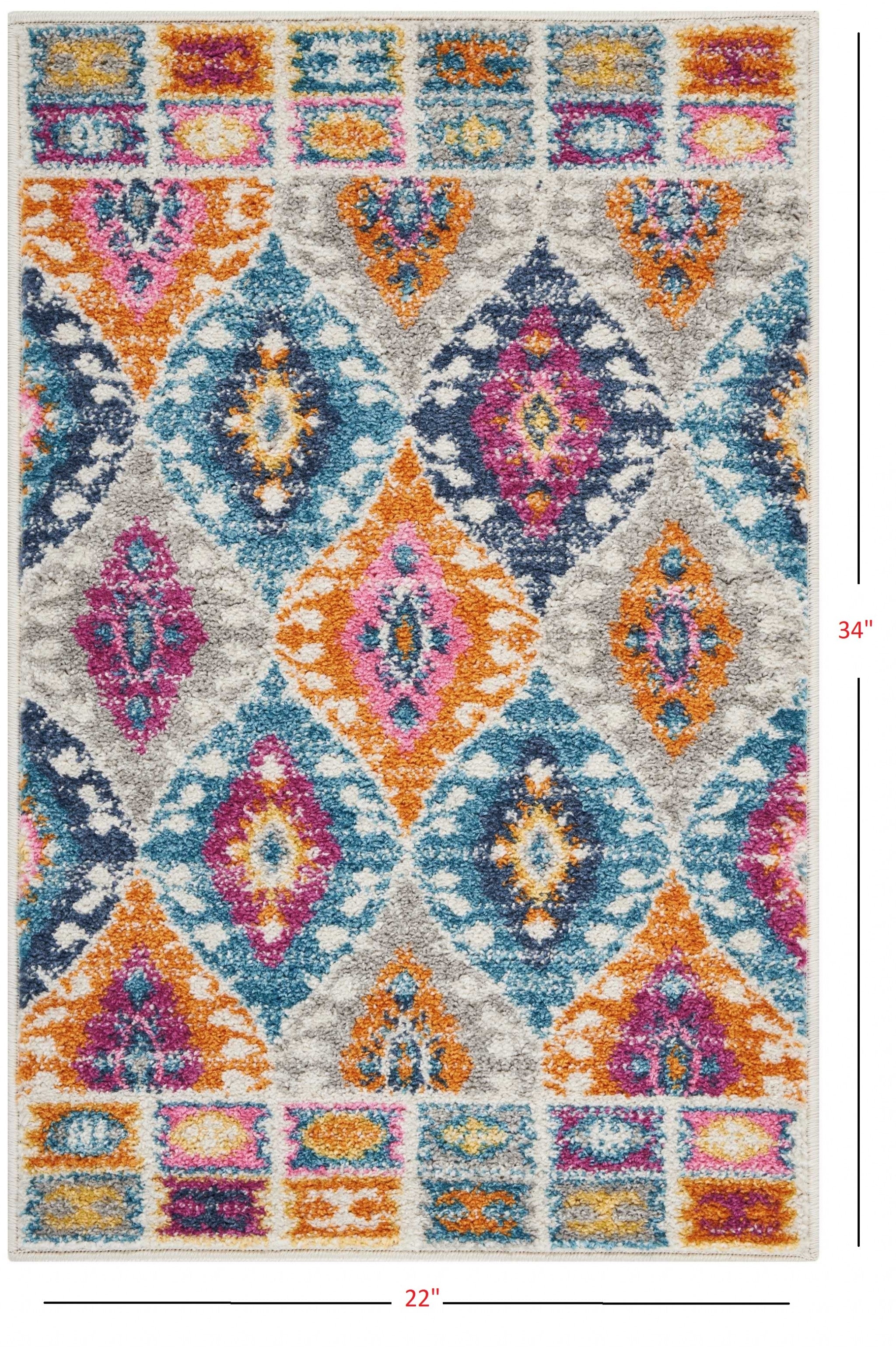 5’ X 7’ Multicolor Ogee Pattern Area Rug
