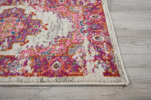 2’ X 6' Ivory And Fuchsia Distressed Runner Rug