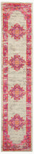 2’ X 6' Ivory And Fuchsia Distressed Runner Rug