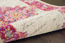 2’ X 6' Ivory And Fuchsia Distressed Runner Rug