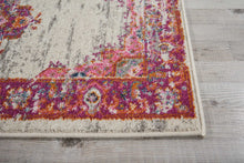2’ X 6' Ivory And Fuchsia Distressed Runner Rug