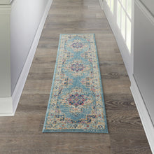 2’X3’ Light Blue Distressed Medallion Scatter Rug