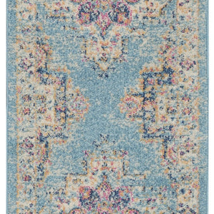 2’X3’ Light Blue Distressed Medallion Scatter Rug