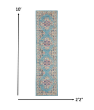 2’X3’ Light Blue Distressed Medallion Scatter Rug