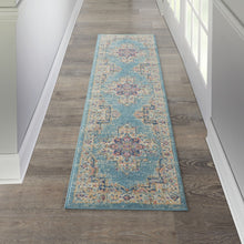 2’X3’ Light Blue Distressed Medallion Scatter Rug