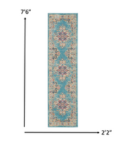 2’X3’ Light Blue Distressed Medallion Scatter Rug