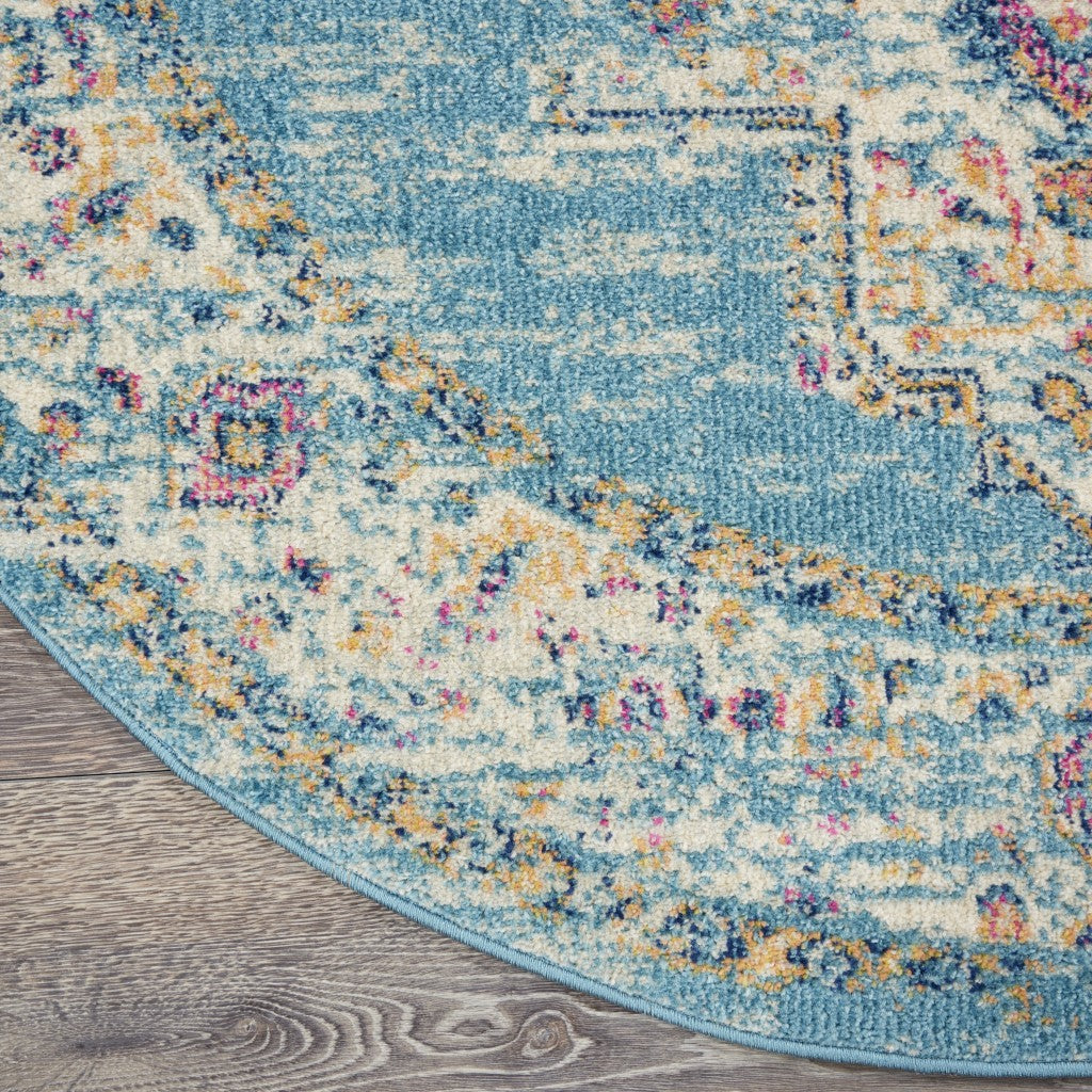 2’X3’ Light Blue Distressed Medallion Scatter Rug