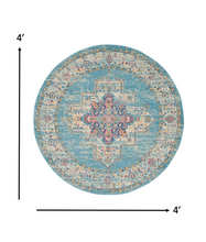 2’X3’ Light Blue Distressed Medallion Scatter Rug