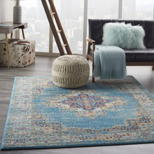 2’X3’ Light Blue Distressed Medallion Scatter Rug