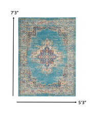2’X3’ Light Blue Distressed Medallion Scatter Rug