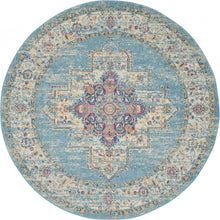 2’X3’ Light Blue Distressed Medallion Scatter Rug