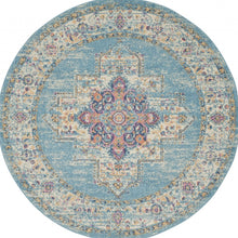 2’X3’ Light Blue Distressed Medallion Scatter Rug