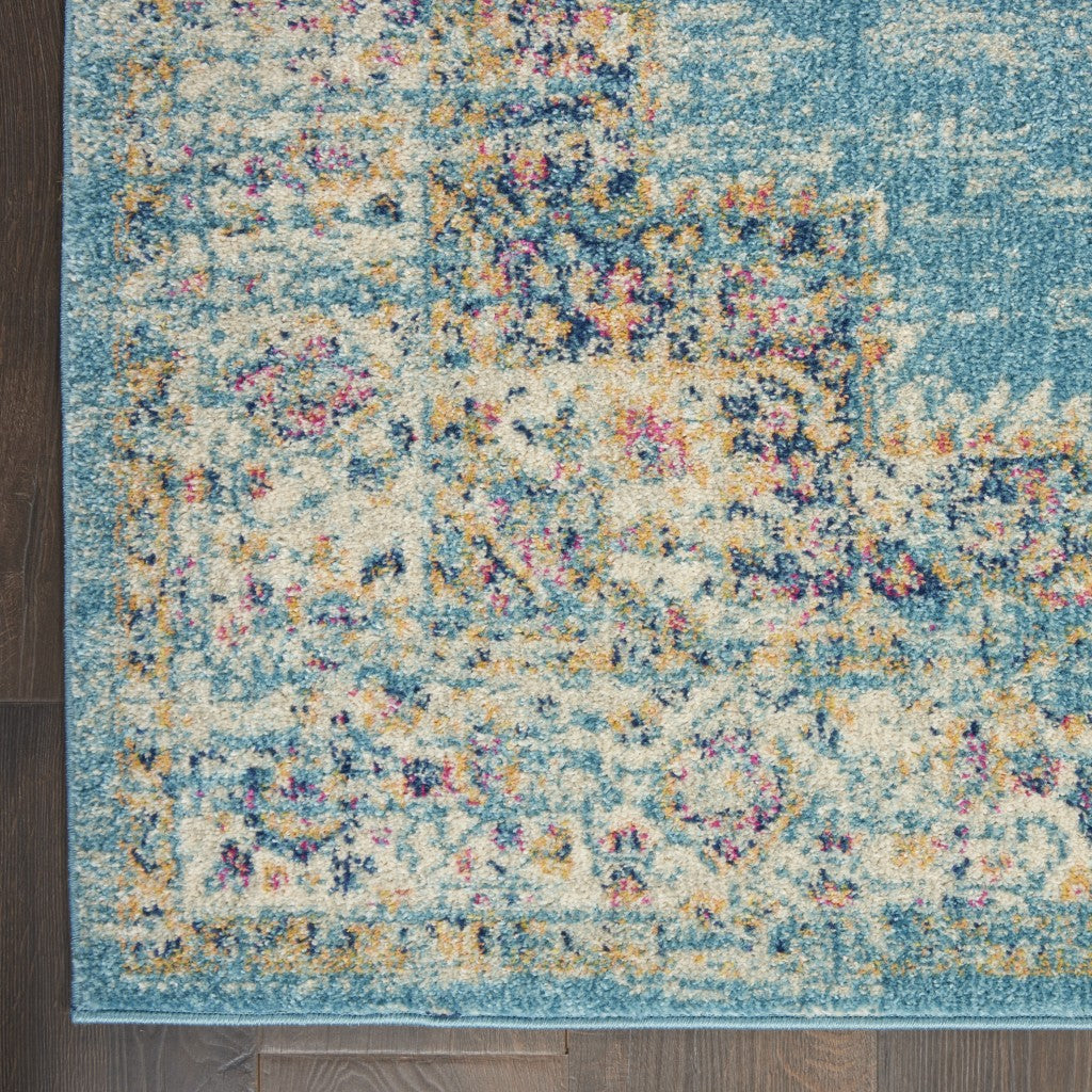 2’X3’ Light Blue Distressed Medallion Scatter Rug