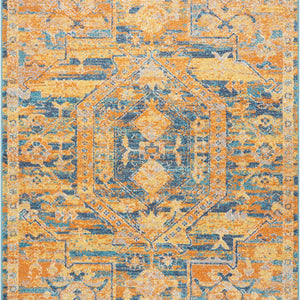 4’ X 6’ Gold And Blue Antique Area Rug