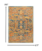 4’ X 6’ Gold And Blue Antique Area Rug