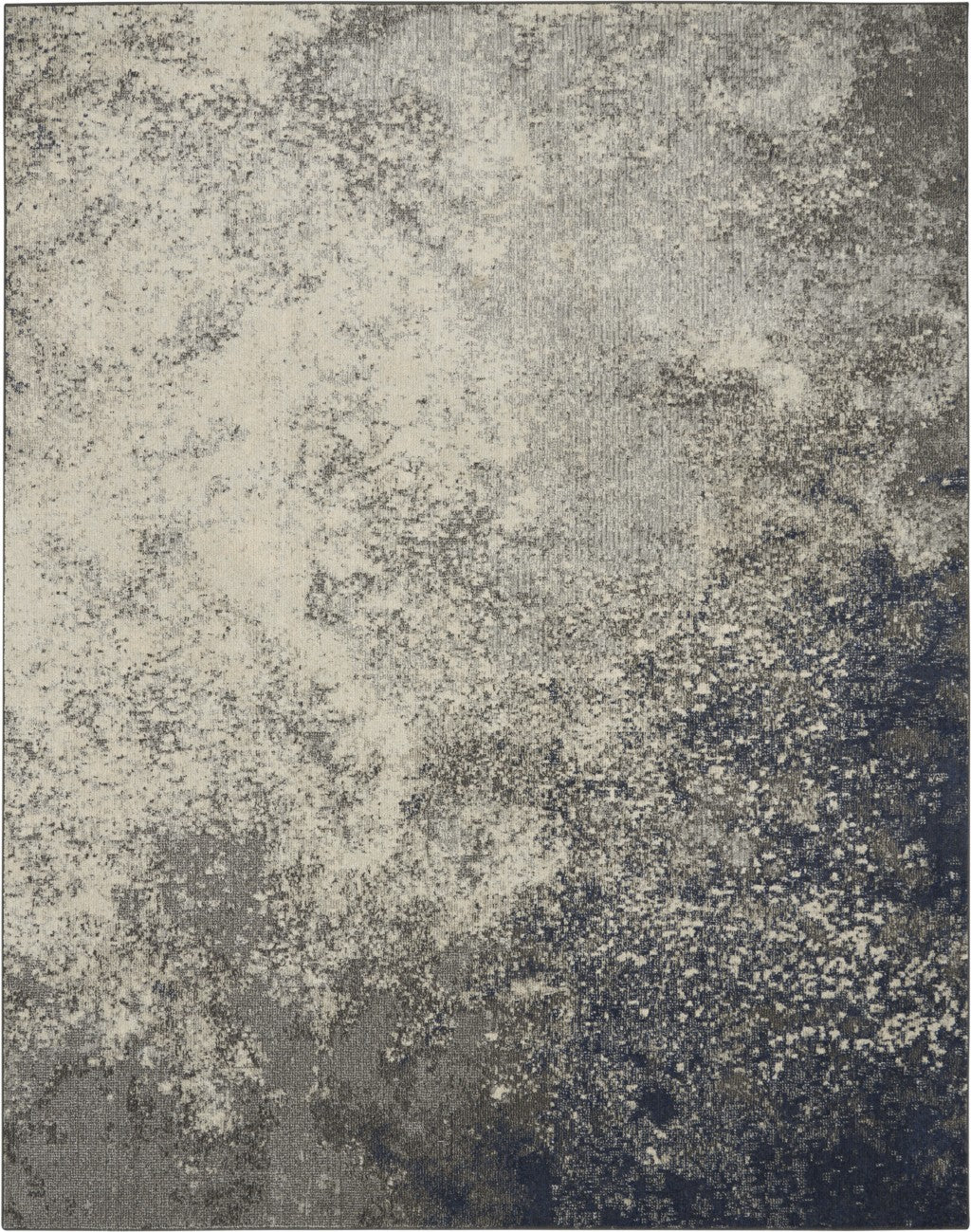 Charcoal And Ivory Abstract Area Rug - 4’ x 6’