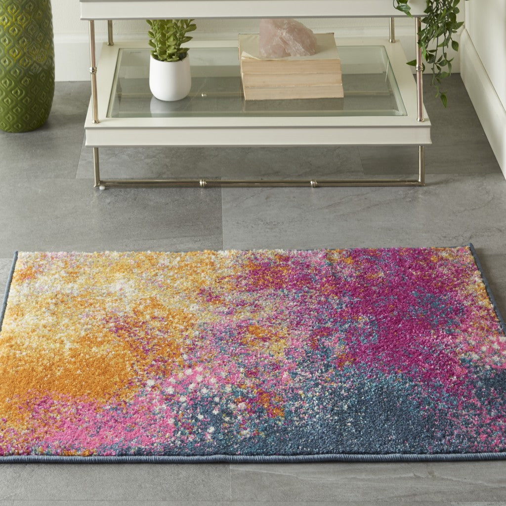 2’ X 10’ Abstract Brights Sunburst Runner Rug