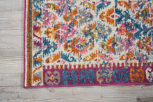 2’ X 6’ Ivory And Magenta Tribal Pattern Runner Rug