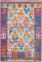 2’ X 6’ Ivory And Magenta Tribal Pattern Runner Rug