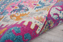 2’ X 6’ Ivory And Magenta Tribal Pattern Runner Rug