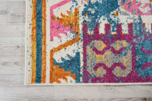 2’ X 6’ Ivory And Magenta Tribal Pattern Runner Rug