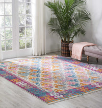 2’ X 6’ Ivory And Magenta Tribal Pattern Runner Rug