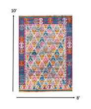 2’ X 6’ Ivory And Magenta Tribal Pattern Runner Rug