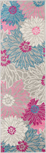 2’ X 6’ Gray And Pink Tropical Flower Runner Rug