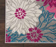 2’ X 6’ Gray And Pink Tropical Flower Runner Rug