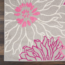 2’ X 6’ Gray And Pink Tropical Flower Runner Rug