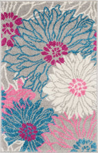 2’ X 6’ Gray And Pink Tropical Flower Runner Rug