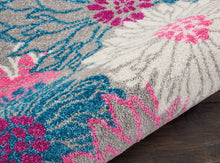 2’ X 6’ Gray And Pink Tropical Flower Runner Rug