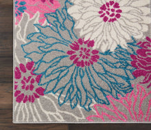 2’ X 6’ Gray And Pink Tropical Flower Runner Rug