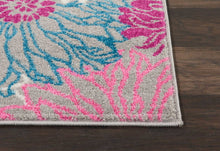 2’ X 6’ Gray And Pink Tropical Flower Runner Rug