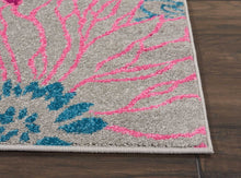 2’ X 6’ Gray And Pink Tropical Flower Runner Rug