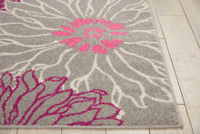 2’ X 6’ Gray And Pink Tropical Flower Runner Rug