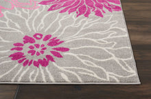 2’ X 6’ Gray And Pink Tropical Flower Runner Rug