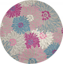 2’ X 6’ Gray And Pink Tropical Flower Runner Rug