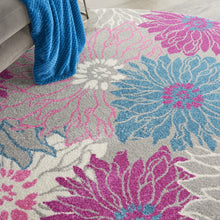 2’ X 6’ Gray And Pink Tropical Flower Runner Rug