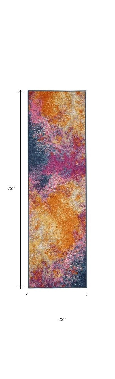 2’ X 10’ Abstract Brights Sunburst Runner Rug