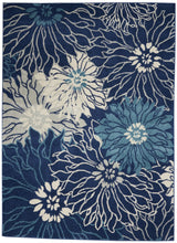 4’ X 6’ Navy And Ivory Floral Area Rug
