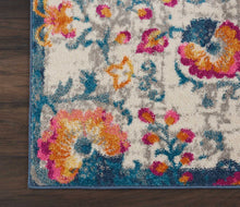 2’ X 6’ Ivory And Blue Floral Vines Runner Rug