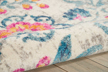 2’ X 6’ Ivory And Blue Floral Vines Runner Rug