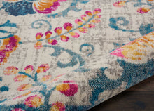 2’ X 6’ Ivory And Blue Floral Vines Runner Rug