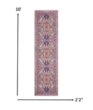 2’ X 6’ Light Gray And Pink Medallion Runner Rug