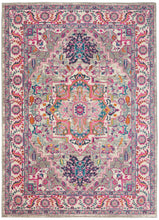 4’ X 6’ Light Gray And Pink Medallion Area Rug